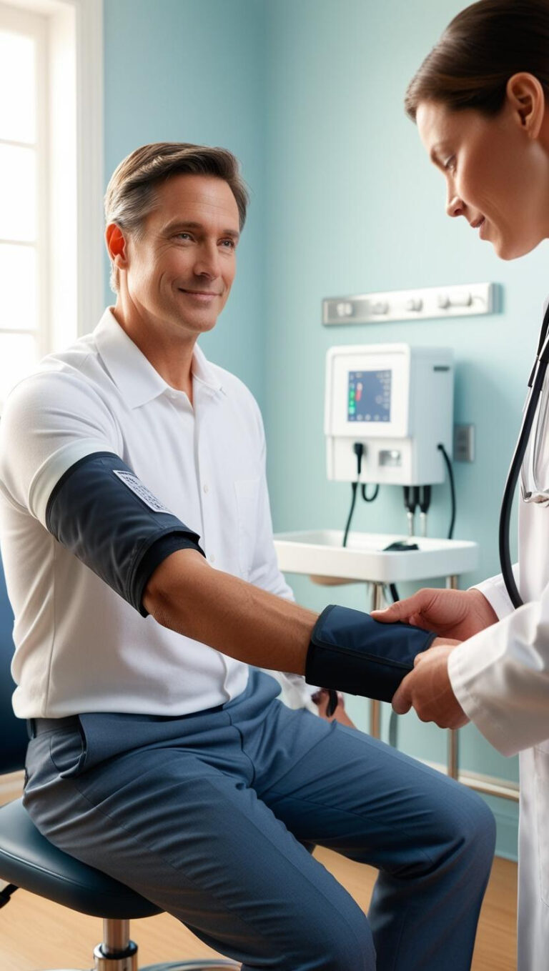 A preventative services patient having their blood pressure checked.