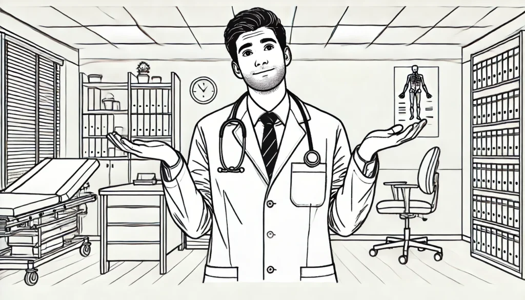 A drawing of a primary care doctor facing challenges.