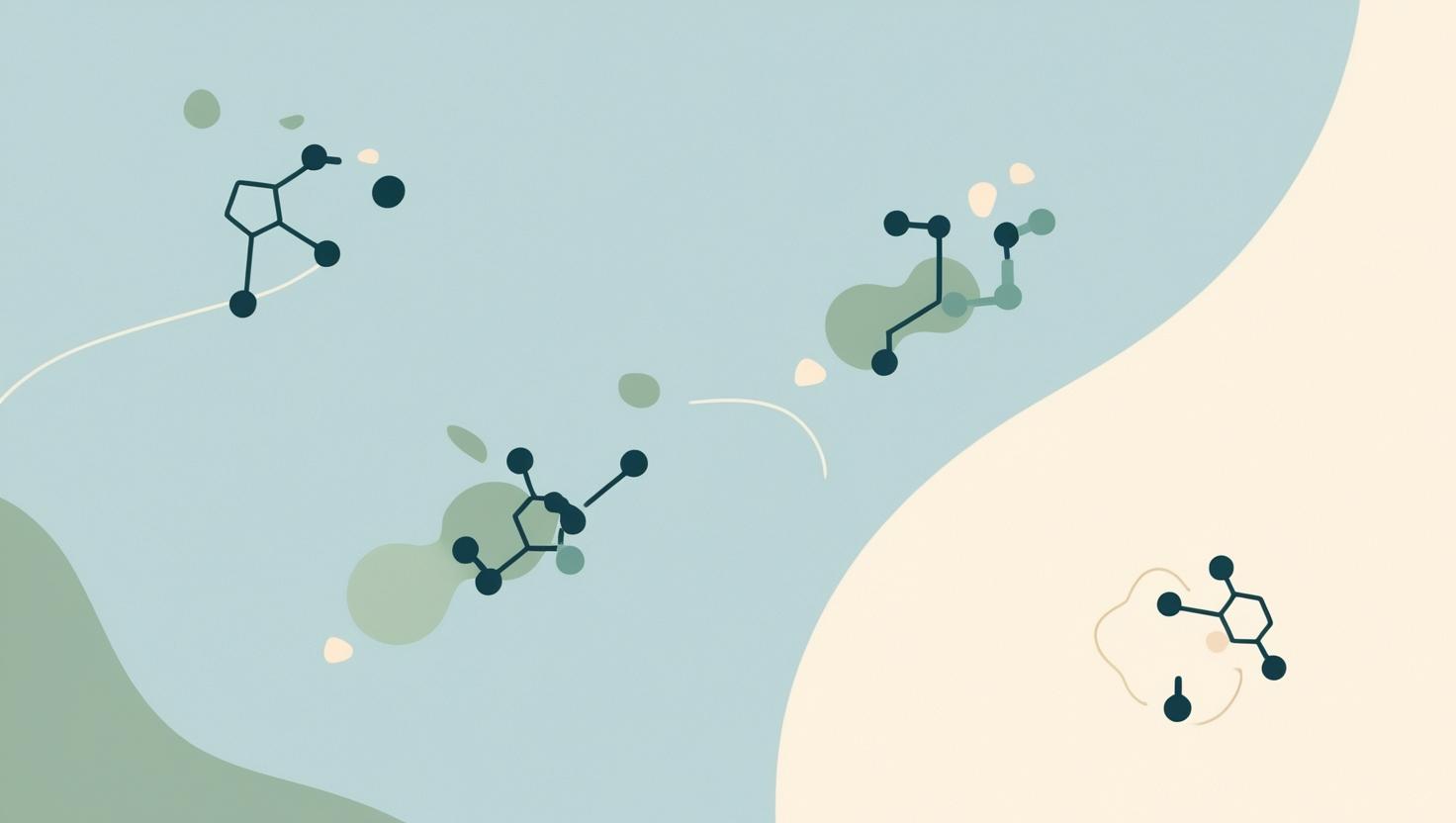 Minimalist illustration of blood glucose molecules and insulin icons floating gently around a neutral, soothing background. Clean lines, soft medical-themed color palette, professional yet approachable.